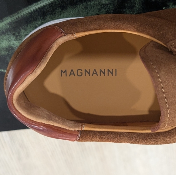 $450 Mens Magnanni "Laska" Suede Slip On Sneakers Cognac US 10.5 - Picture 7 of 9